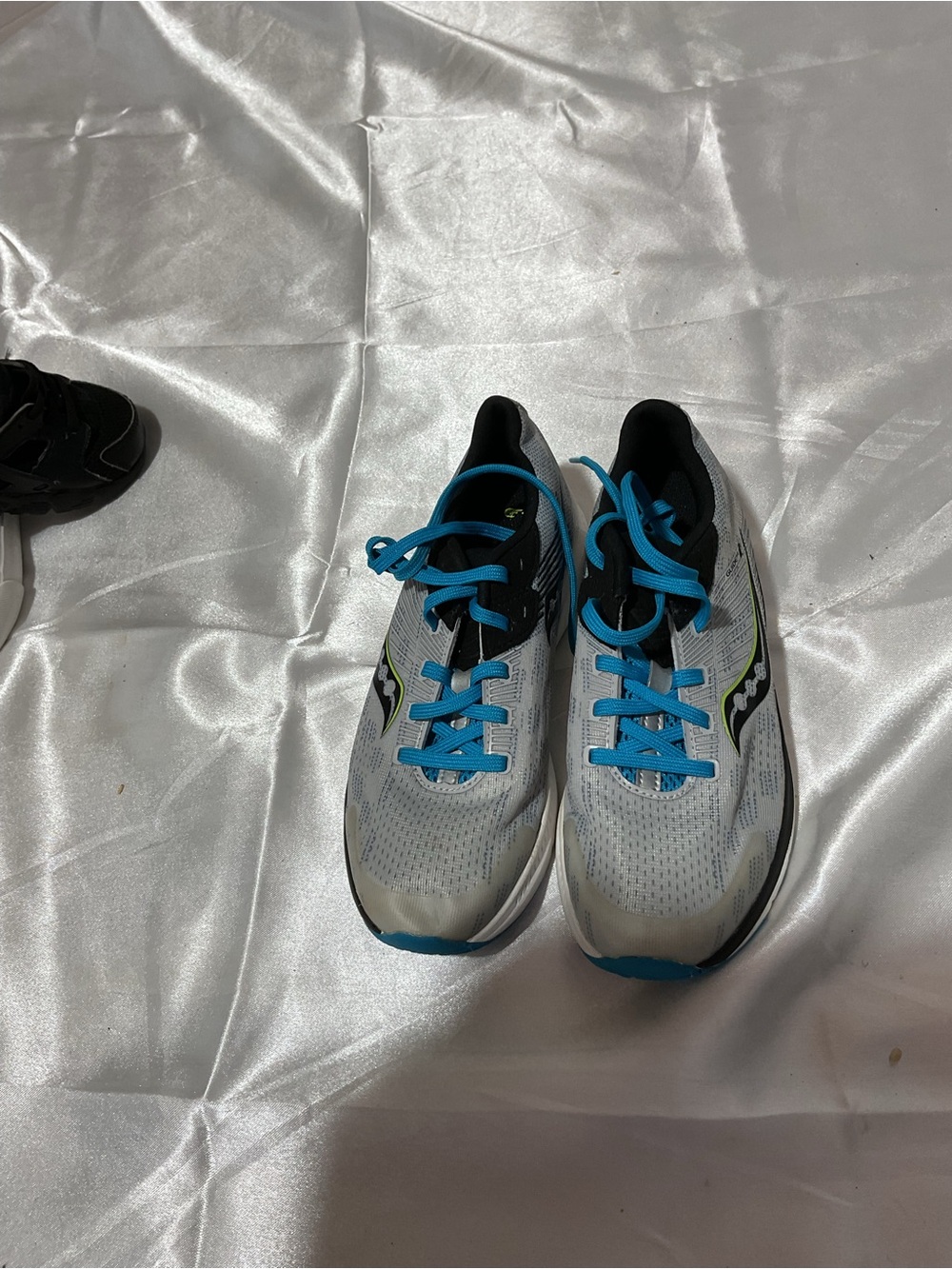 Saucony White and Blue Kids Running Sneakers